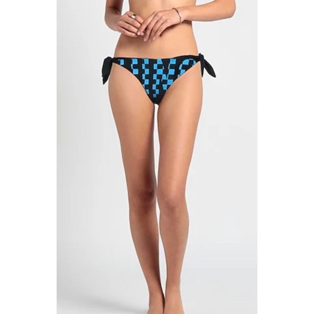 Moschino Swim Women Size 2/Medium Blue Checkered Bikini Bottom Designer Side Tie